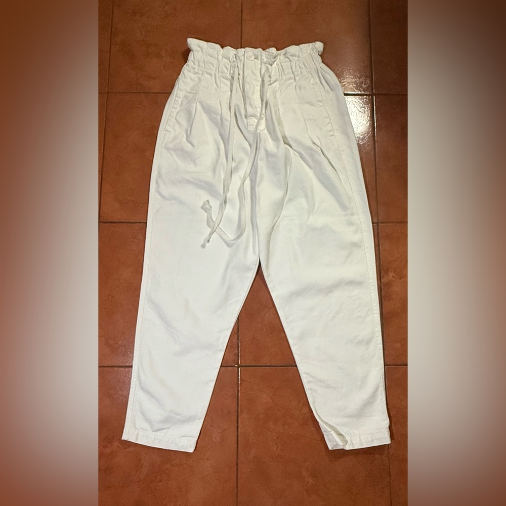 Free People White Joggers Lightweight Cotton Blend